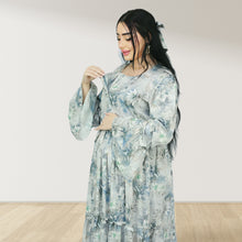 Load image into Gallery viewer, DHABIYA GREY PREMIUM COTTON  LAYERED MATERNITY AND NURSING DRESS WITH ZIPPER
