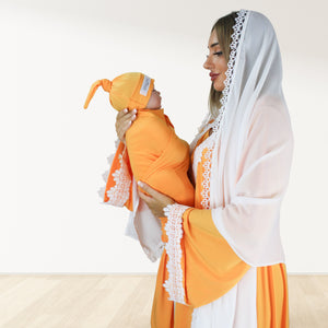 PRETTY IN  TANGY ORANGE  MATERNITY MAXI AND SWADDLE BLANKET  SET