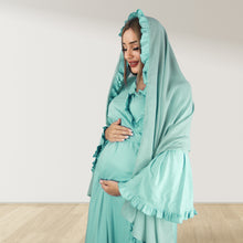Load image into Gallery viewer, PASTEL GREEN SIGNATURE RUFFLED ROBE AND LETTUCE SWADDLE SET
