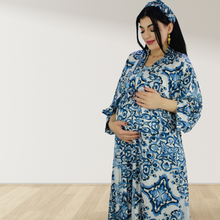 Load image into Gallery viewer, MOROCCAN BLUE MOMMY AND ME 5 IN 1 LONG MATERNITY SET
