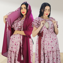 Load image into Gallery viewer, DUSKY PINK FARASHA SLEEVELESS  LAYERED MATERNITY AND NURSING GOWN
