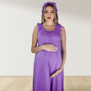 ORCHID PURPLE SIGNATURE RUFFLED ROBE AND LETTUCE SWADDLE SET