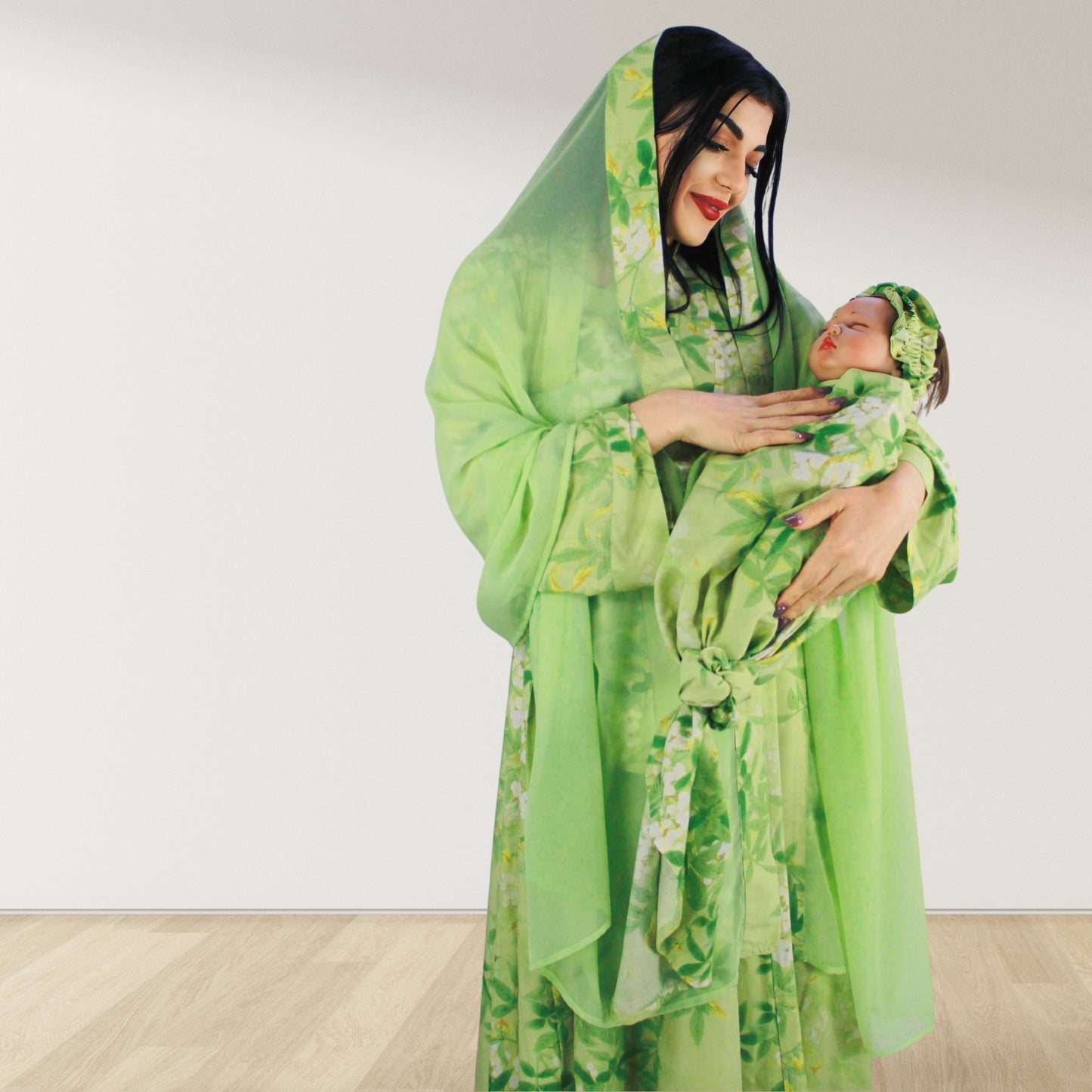 BABY GREEN MOMMY AND ME 5 IN 1 LONG MATERNITY SET