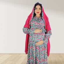 Load image into Gallery viewer, MALIKAT ALWURUD  DAISY PINK LAYERED MATERNITY AND NURSING GOWN
