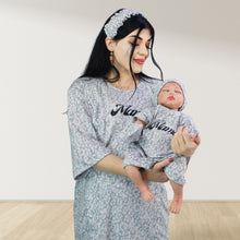 Load image into Gallery viewer, LEOPARD GREY  DROP SHOULDER PAJAMA SET WITH MATCHING BABY ROMPER - STYLED BY MAMA
