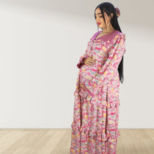 Load image into Gallery viewer, MAITHA VINTAGE PINK DOUBLE LAYERED MATERNITY AND NURSING GOWN WITH ZIPPER
