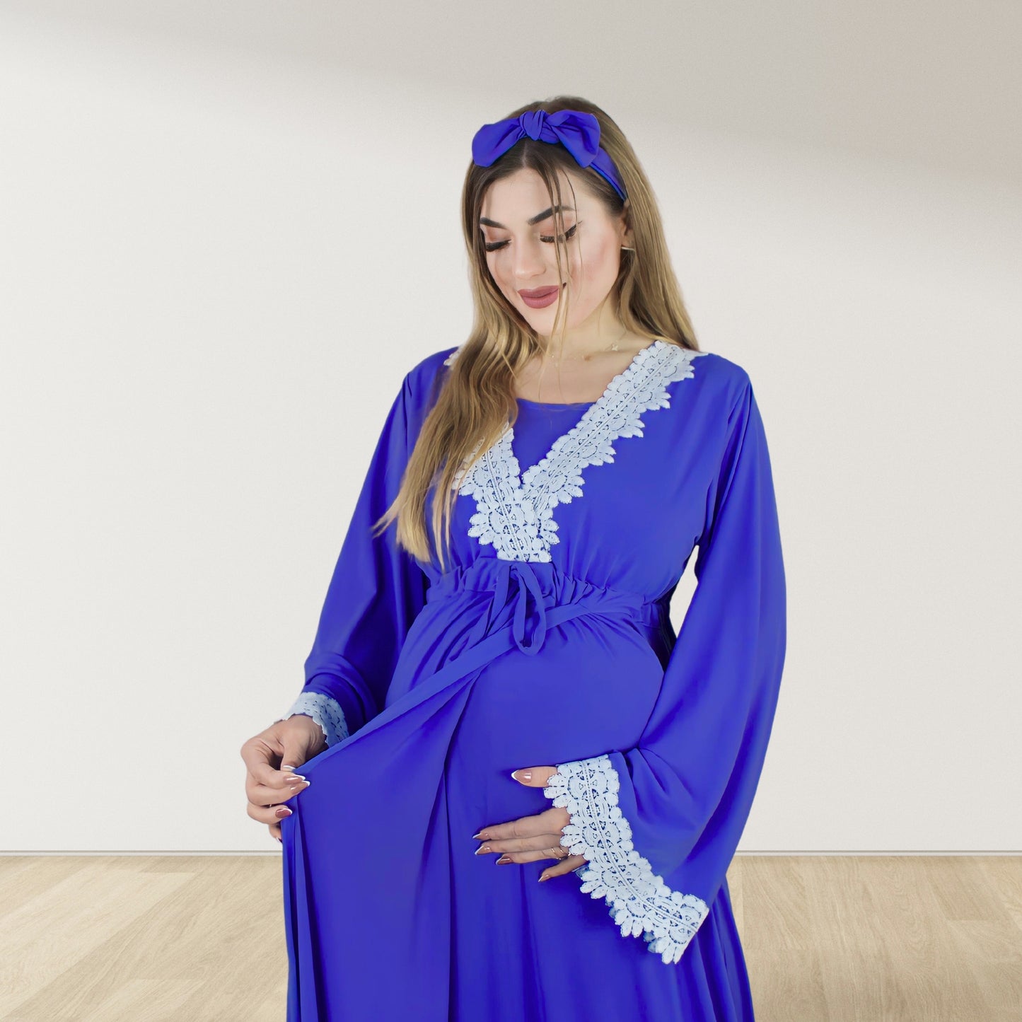 طقم حمل ماكسي وبطانية لفّ جميلة باللون الأزرق الملكي