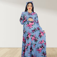 Load image into Gallery viewer, MALIKAT ALWURUD BLUE LAYERED MATERNITY AND NURSING GOWN
