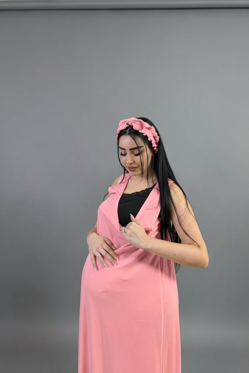 SALMON PINK  SIGNATURE RUFFLED ROBE AND LETTUCE SWADDLE SET