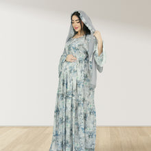 Load image into Gallery viewer, DHABIYA GREY PREMIUM COTTON  LAYERED MATERNITY AND NURSING DRESS WITH ZIPPER
