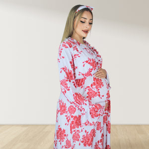 CHERRY RED MATERNITY MAXI AND SWADDLE BLANKET  SET
