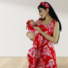 Load image into Gallery viewer, CHERRY RED MOMMY AND ME 5 IN 1 LONG MATERNITY SET
