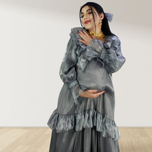 Theheb grey maternity and nursing maxi Eid Edition 25