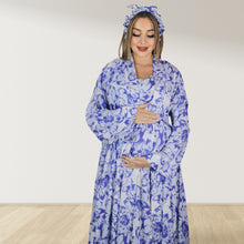 Load image into Gallery viewer, PURPLE FLORAL MOMMY AND ME 5 IN 1 LONG MATERNITY SET
