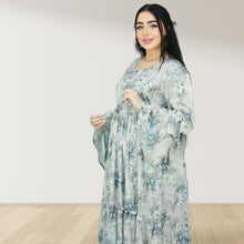 Load image into Gallery viewer, DHABIYA GREY PREMIUM COTTON  LAYERED MATERNITY AND NURSING DRESS WITH ZIPPER
