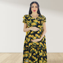 Load image into Gallery viewer, YELLOW FARASHA SLEEVELESS  LAYERED MATERNITY AND NURSING GOWN
