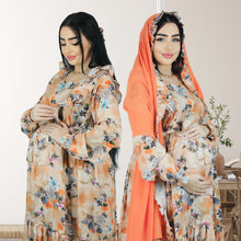 Load image into Gallery viewer, REEM ORANGE FLORAL DOUBLE ZIPPER MATERNITY AND NURSING DRESS
