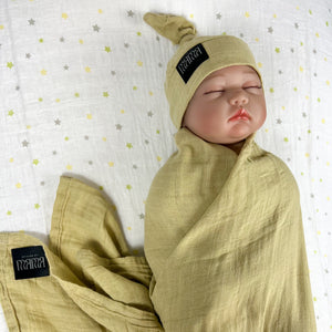 Solid dusty beige muslin organic cotton swaddles