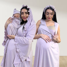 Load image into Gallery viewer, LILAC SIGNATURE RUFFLED ROBE AND LETTUCE SWADDLE SET
