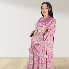 Load image into Gallery viewer, MAITHA VINTAGE PINK DOUBLE LAYERED MATERNITY AND NURSING GOWN WITH ZIPPER
