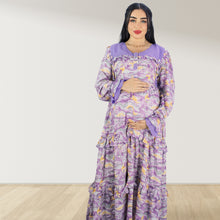 Load image into Gallery viewer, MAITHA VINTAGE PURPLE DOUBLE LAYERED MATERNITY AND NURSING GOWN WITH ZIPPER
