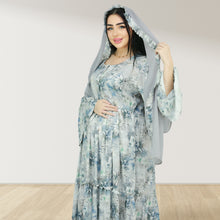 Load image into Gallery viewer, DHABIYA GREY PREMIUM COTTON  LAYERED MATERNITY AND NURSING DRESS WITH ZIPPER
