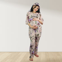 Load image into Gallery viewer, FLORAL PEACH DROP SHOULDER PAJAMA SET WITH MATCHING BABY ROMPER - STYLED BY MAMA
