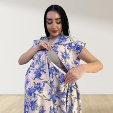 Load image into Gallery viewer, SAPPHIRE FLORAL LULU SLEEVELESS MATERNITY AND NURSING GOWN

