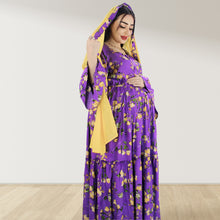 Load image into Gallery viewer, DHABIYA PURPLE PREMIUM COTTON  LAYERED MATERNITY AND NURSING DRESS WITH ZIPPER
