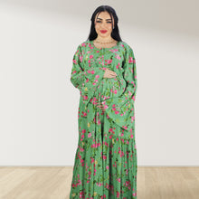 Load image into Gallery viewer, DHABIYA GREEN PREMIUM COTTON  LAYERED MATERNITY AND NURSING DRESS WITH ZIPPER
