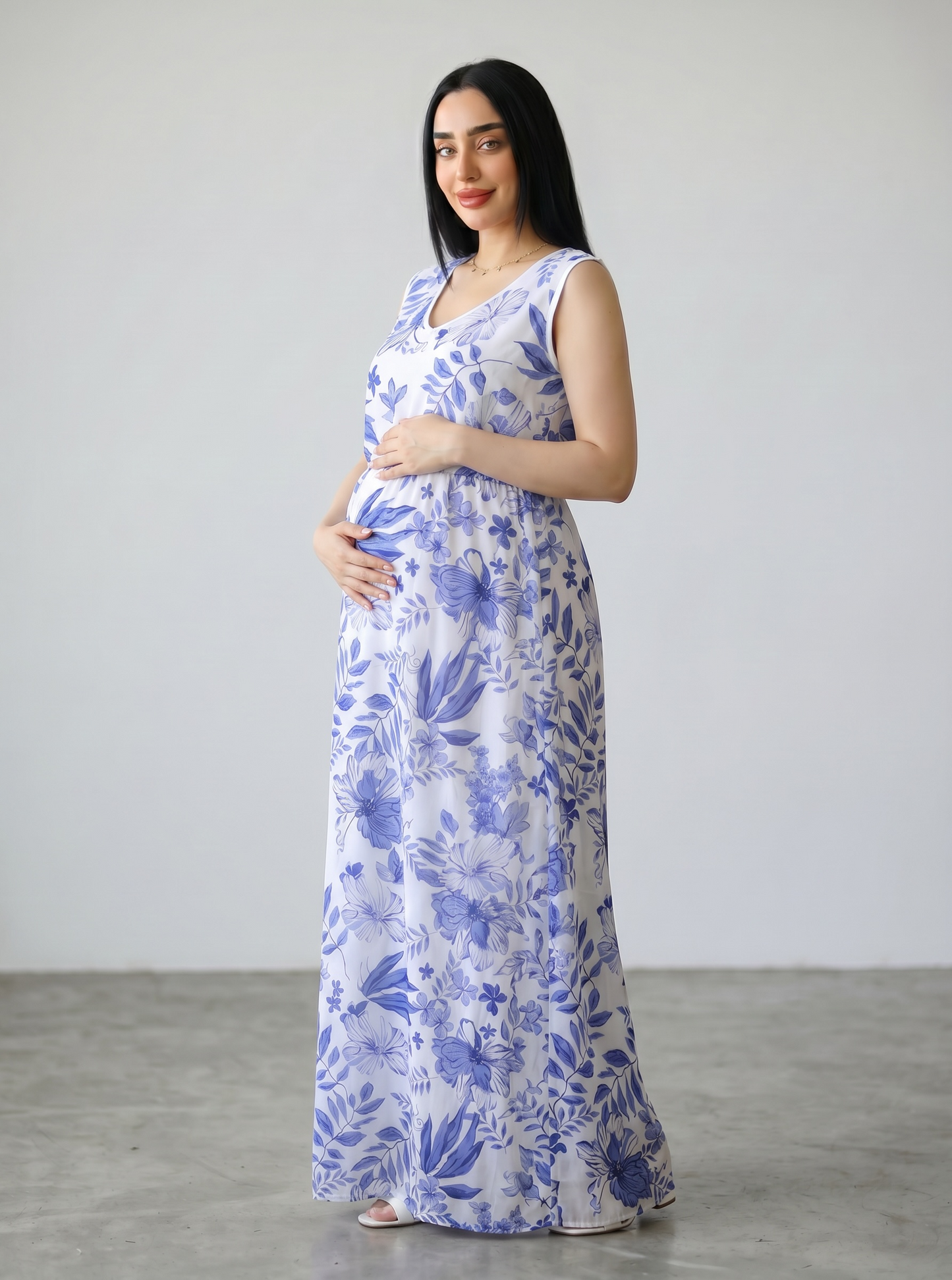 BLUE SPRING MORNING BLACK MOMMY AND ME 5 IN 1 LONG MATERNITY SET