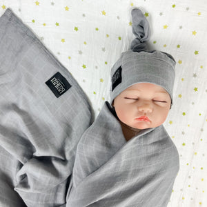 Solid grey muslin organic cotton swaddles