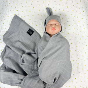 Solid grey muslin organic cotton swaddles