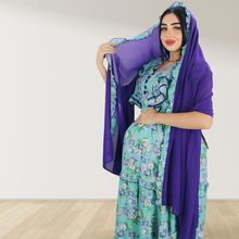 Load image into Gallery viewer, PURPLE FARASHA SLEEVELESS  LAYERED MATERNITY AND NURSING GOWN
