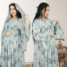 Load image into Gallery viewer, DHABIYA GREY PREMIUM COTTON  LAYERED MATERNITY AND NURSING DRESS WITH ZIPPER
