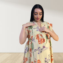 Load image into Gallery viewer, PEACH SPRING GARDEN FLORAL LULU SLEEVELESS MATERNITY AND NURSING GOWN
