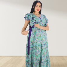 Load image into Gallery viewer, PURPLE FARASHA SLEEVELESS  LAYERED MATERNITY AND NURSING GOWN
