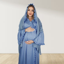 Load image into Gallery viewer, BLUE LAGOON SIGNATURE RUFFLED ROBE AND LETTUCE SWADDLE SET
