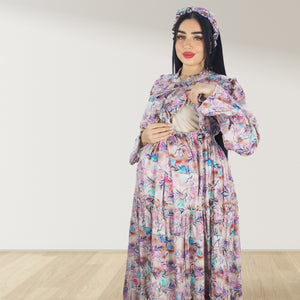 MALIKAT ALWURUD ROSE GOLD LAYERED MATERNITY AND NURSING GOWN