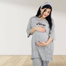 Load image into Gallery viewer, LEOPARD GREY  DROP SHOULDER PAJAMA SET WITH MATCHING BABY ROMPER - STYLED BY MAMA
