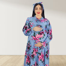 Load image into Gallery viewer, MALIKAT ALWURUD BLUE LAYERED MATERNITY AND NURSING GOWN
