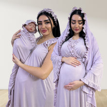 Load image into Gallery viewer, LILAC SIGNATURE RUFFLED ROBE AND LETTUCE SWADDLE SET
