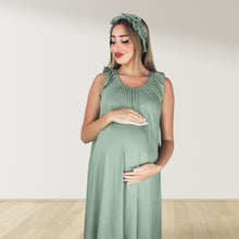 Load image into Gallery viewer, OLIVE GREEN BLUE SIGNATURE RUFFLED ROBE AND LETTUCE SWADDLE SET
