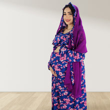 Load image into Gallery viewer, REEM PERSIAN PURPLE DOUBLE ZIPPER MATERNITY AND NURSING DRESS
