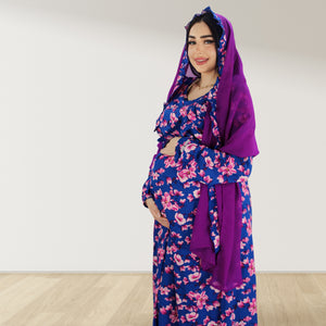 REEM PERSIAN PURPLE DOUBLE ZIPPER MATERNITY AND NURSING DRESS