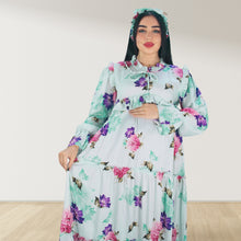 Load image into Gallery viewer, MALIKAT ALWURUD ICE GREEN LAYERED MATERNITY AND NURSING GOWN
