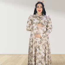 Load image into Gallery viewer, MALIKAT ALWURUD BROWN LAYERED MATERNITY AND NURSING GOWN
