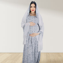 Load image into Gallery viewer, MAHRA GREY  PREMIUM COTTON TRIMMED  MATERNITY AND NURSING DRESS WITH ZIPPER
