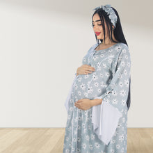 Load image into Gallery viewer, MAHRA GREY PREMIUM COTTON TRIMMED  MATERNITY AND NURSING DRESS WITH ZIPPER
