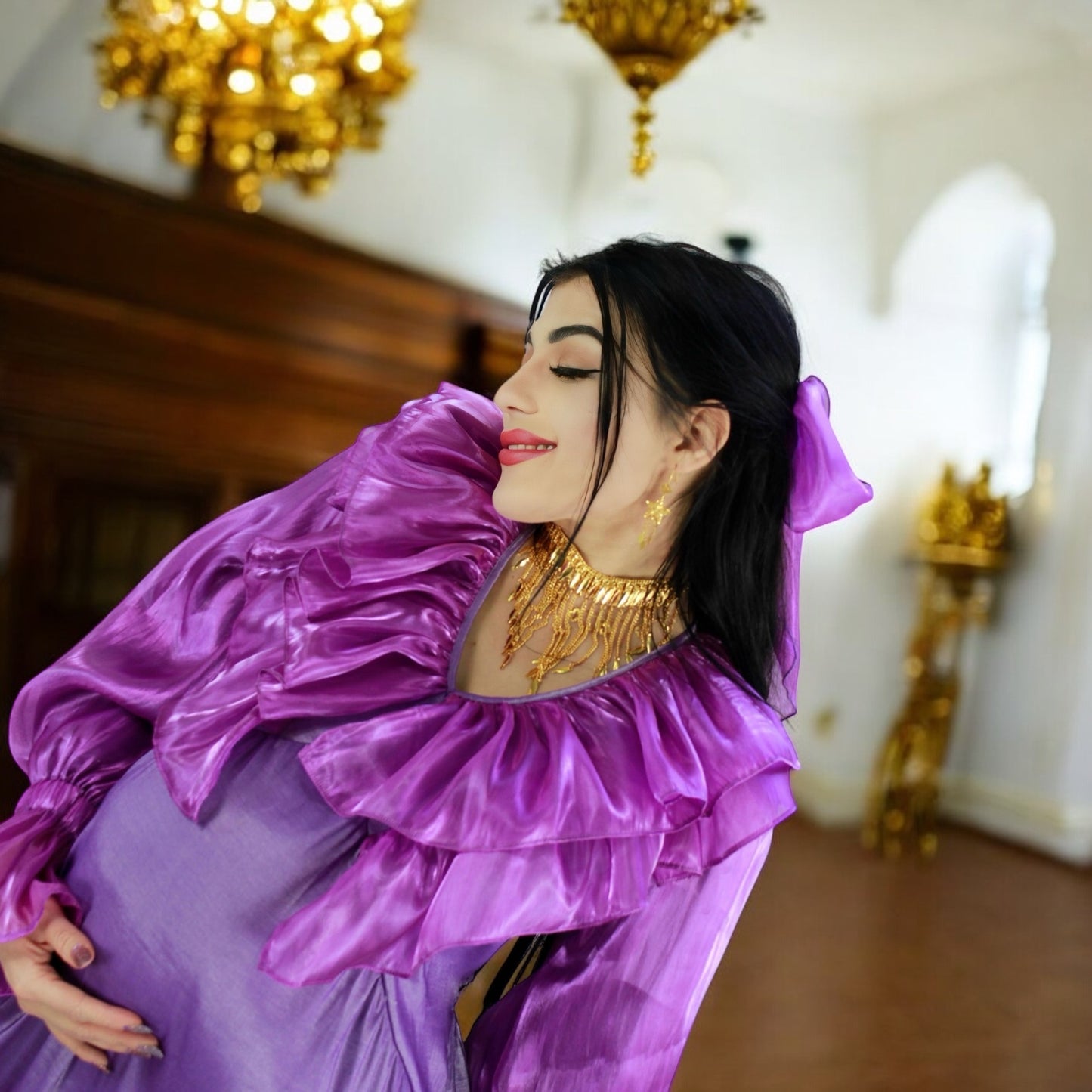 Theheb purple maternity and nursing maxi Eid Edition 25